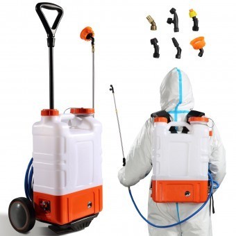 Aparat de stropit cu acumulator, 12 V / 7.2 Ah, capacitate 15 l, 6 duze, tip rucsac si carucior, Debit 3.6 l/min, 0-6.4 Bar