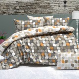 Lenjerie de pat 4 piese, Bumbac Ranforce, cearceaf pat clasic, cearceaf pilota 200x230, 2 fete perna 50x70, 2 fete perna 70x70, RNFN 274 Relax KipRoom