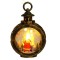Decoratiune craciun tip felinare cu baterii, 13.5 x 9 cm,lumanare cu geam si inscriptie mos craciun,lumina alb cald,baterii incluse,negru vintage