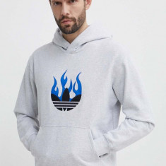 adidas Originals hanorac de bumbac barbati, culoarea gri, cu glugă, melanj, IS2947