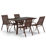 Set de servit masa pentru gradina, 5 piese, maro si negru