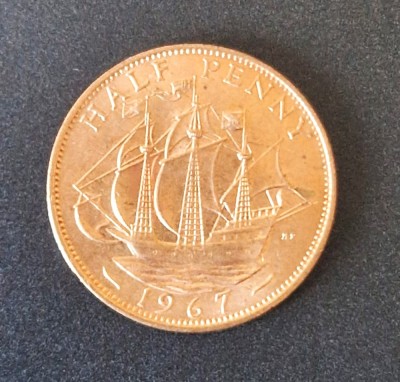 Marea Britanie UK half penny 1967 UNC moneda bronz necirculata km # 896 foto