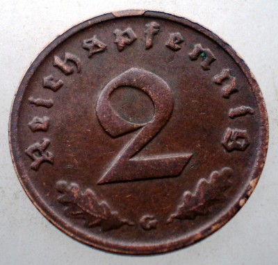 2.664 GERMANIA WWII 2 REICHSPFENNIG 1939 G foto