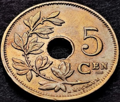 Moneda istorica 5 CENTIMES - BELGIA, anul 1925 *cod 3564 = BELGIE foto