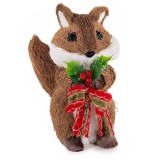 Figurina Vulpita Craciun fibre naturale multicolore II 27x11.5x25 cm