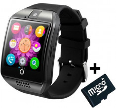 Smartwatch cu telefon iUni Q18, Camera, BT, 1.5 inch, Negru + Card MicroSD 4GB Cadou foto