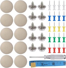 Kit 65 capse, JENUOS&reg;, Pentru reparatia plafonului auto, Cu surubelnita si banda de masura, Compatibil Audi,