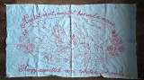 ** Peretar vechi cusut de mana pe panza, cu text in limba maghiara, Transilvania