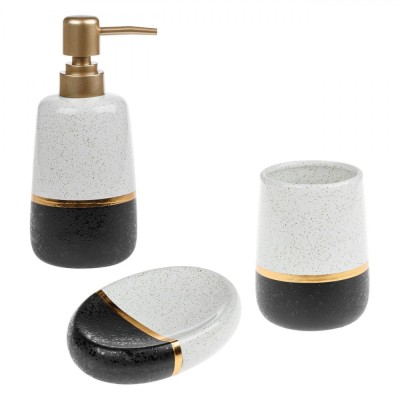 Set Baie, Ceramică, Multicolor, 3 Bucăți, Distribuitor, Pahar, Savonieră foto