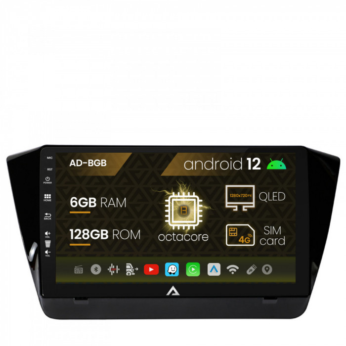 Navigatie Skoda Superb 3 (2015+), Android 12, B-Octacore 6GB RAM + 128GB ROM, 10.1 Inch - AD-BGB10006+AD-BGRKIT034