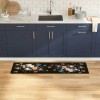 VidaXL Covor de bucătărie Floral Negru 150 x 45 cm Catifea 42013426