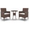 Set mobilier bistro, 3 piese, maro, poliratan/sticla securizata