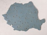 Harta Romaniei sablon plastic perioada comunista, material didactic anii 80, ICO Orastie 1982