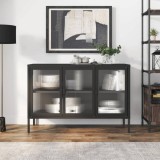 vidaXL Dulap, negru, 105x35x70 cm, sticlă și oțel 353002