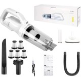 Aspirator Auto RARINCARE Portabil, 5 Filtre de rezerva, 19000 Pa, 120 W, Baterie de 6000 mAh, 5 Accesorii incluse, Alb