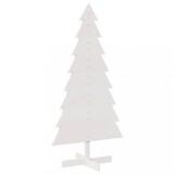 Cumpara ieftin Brad de Craciun decorativ, alb, 150 cm, lemn de pin masiv