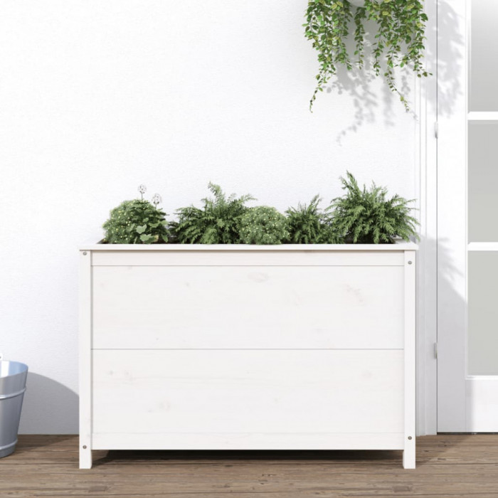 Strat &icirc;naltat de gradina, alb, 119,5x40x78 cm, lemn masiv pin GartenMobel Dekor