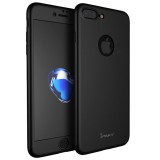 Husa Full Cover 360&deg; (fata + spate + geam sticla) IPAKY pentru Apple iPhone 7 Plus, negru