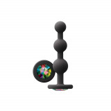 Cumpara ieftin Dop Anal Cu Bijuterie Glams - Ripple Rainbow Gem, Negru, 11 cm, NS Toys