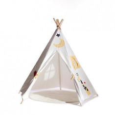 Cort joaca copii stil indian Teepee Tent Girafa BathVision, 120x120x160 Alb