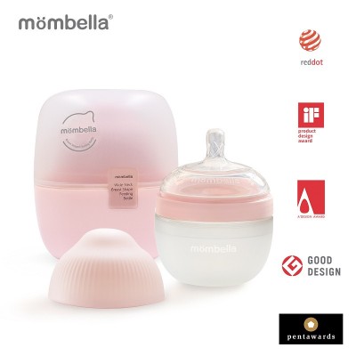 Biberon anticolici mombella breast-like, 120ml, tetina s flux lent, 100% silicon, old roze foto