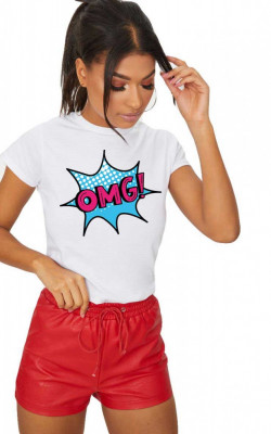 Tricou dama alb - OMG - 2XL foto