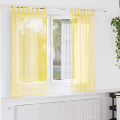 vidaXL Perdele Voile cu Bucle 2 buc Galben 140x175 cm 4102317 foto