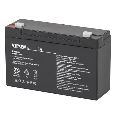 Acumulator gel plumb 6V 12AH 150x50x94mm Vipow BAT0201 foto
