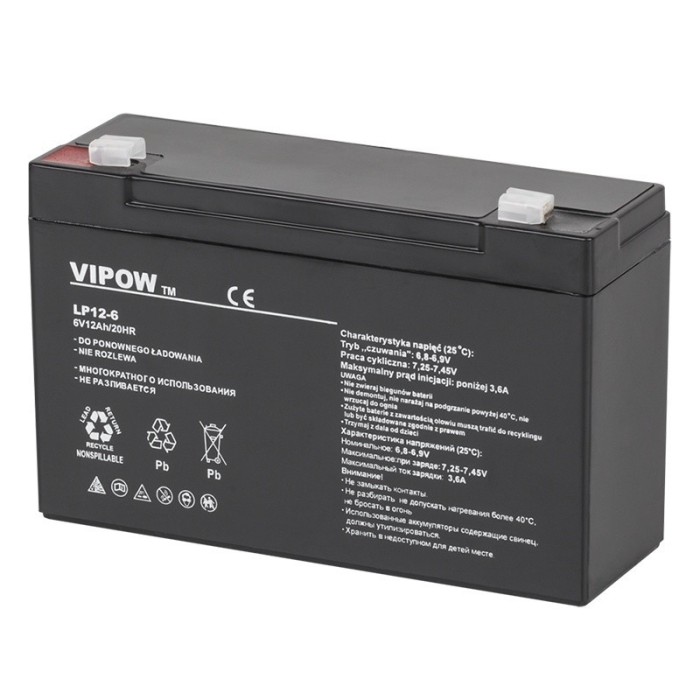 Acumulator gel plumb 6V 12AH 150x50x94mm Vipow BAT0201