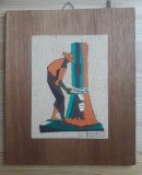 Cumpara ieftin Pictură africană pe p&acirc;nză &ndash; tablou semnat, Scene gen, Tempera, Art Deco