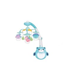 Carusel muzical patut bebelusi Lovely Honey Bear, proiectie stelute si telecomanda, Albastru