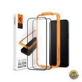 Folie de protectie Ecran Spigen Align Master pentru Apple iPhone 15 Pro Sticla Securizata Full Glue Set 2 bucati 2.5D Neagra