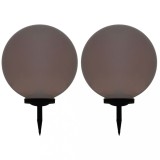 Set 2 Lampi Solare Gradina RGB vidaXL, 50cm, LED, Sferice, Decorative, Exterior, Alb