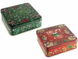Set 2 cutii Craciun metal multicolor cm 20 x 20 x 6,5 H