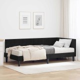 vidaXL Cadru de pat colțar cu saltea cu headboard 2 pcs Negru Catifea 3393993