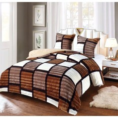 Lenjerie Pat Cocolino Mocca Co030, Microfibra Plusata, 3 Piese, , Alb, Maro