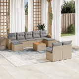Gossi set canapele de gradina, 10 piese, cu perne, bej, poliratan