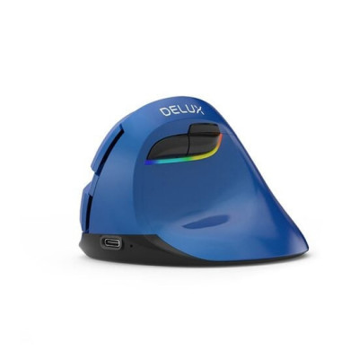 Mouse wireless si bluetooth Delux M618 mini albastru foto