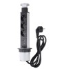 Priza schuko incastrabila in blat de birou sau bucatarie, 3 posturi 220-240VAC 16A + 2 prize USB cablu 1.8m, pop-up, Omu System