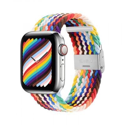 Curea Apple Watch Braided Loop Rainbow 45 44 42mm foto