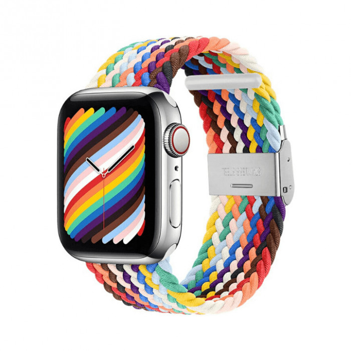 Curea Apple Watch Braided Loop Rainbow 45 44 42mm