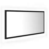 Oglindă de baie cu LED, negru, 90x8,5x37 cm, lemn prelucrat, vidaXL