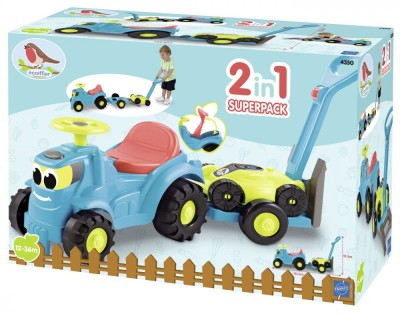 ECOIFFIER SET TRACTOR RIDE CU REMORCA SI COSITOARE SuperHeroes ToysZone foto