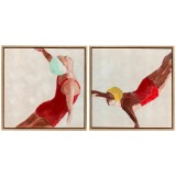 HOMCOM Set de 2 Tablouri pe P&acirc;nză, Artă Murală Modernă, Imprimare Artistică de Perete pentru Sufragerie și Salon cu C&acirc;rlige Incluse, 40x40 cm | Aosom