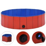 Cumpara ieftin Piscină pentru c&acirc;ini pliabilă, roșu, 120 x 30 cm, PVC