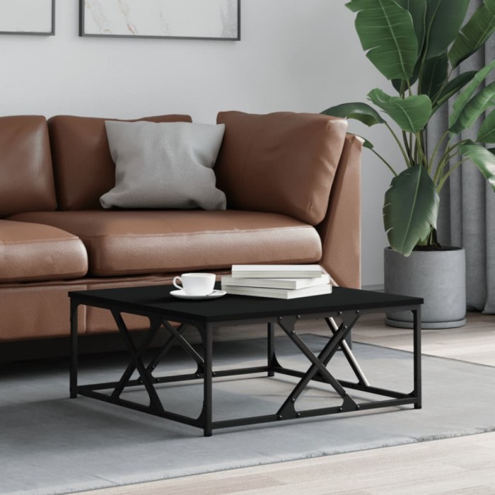 vidaXL Masă de cafea, negru, 70x70x30 cm, lemn prelucrat 835369