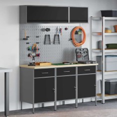 Set banc de lucru, 8 piese, negru, oțel