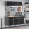 Set banc de lucru, 8 piese, negru, oțel