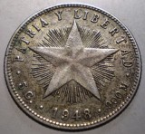 J.096 CUBA STEA 20 CENTAVOS 1948 ARGINT, America Centrala si de Sud