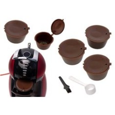 Set 5 capsule cafea, reutilizabile, compatibile cu Dolce Gusto, maro